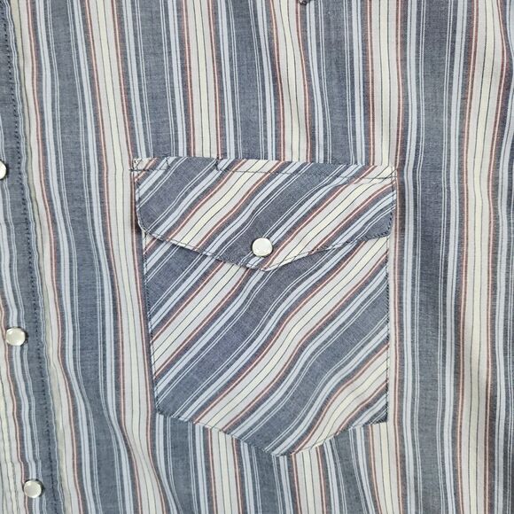 Saddle King Men's‎ Western Pearl Snap Size 17 1/2 Striped Cowboy Shirt Rodeo - Picture 4 of 13